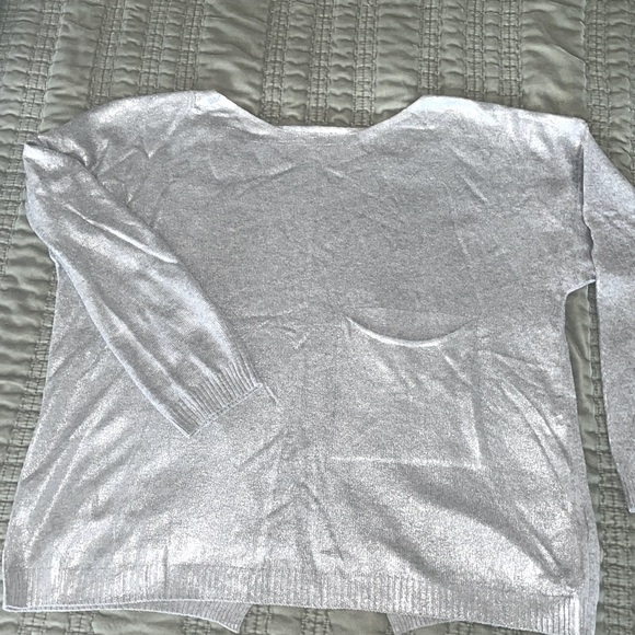 Dins Tricot Prado Italy Sweaters - Dina Tricot NWOT silver coated back slit boat neck oversized sweater